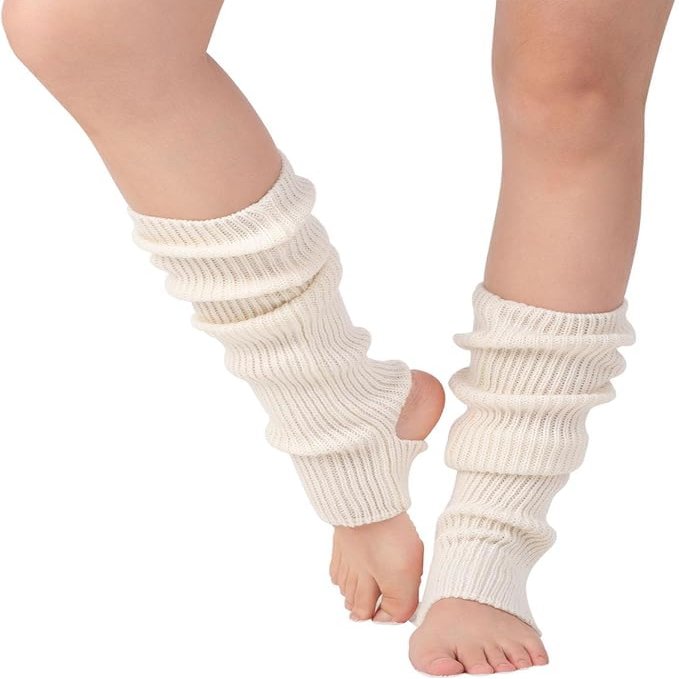 Guojanfon 1 Pair Fashion Yoga Socks for Women Girls Workout Socks Toeless Training Dance Leg Warmers (White)