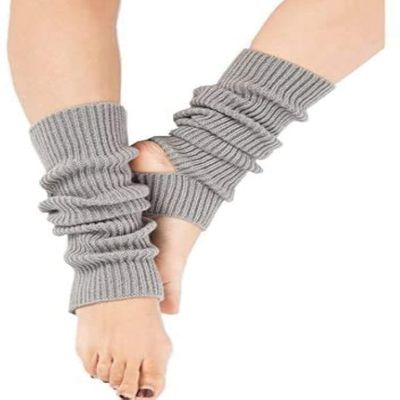 Guojanfon 1 Pair Fashion Yoga Socks for Women Girls Workout Socks Toeless Training Dance Leg Warmers (Gray)