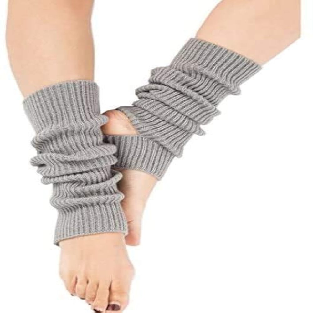 Guojanfon 1 Pair Fashion Yoga Socks for Women Girls Workout Socks Toeless Training Dance Leg Warmers (Gray)