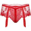 ACSUSS Mens Sexy Sissy Pouch Lingerie Underwear Girly Costumn T-Back Brieft with Garters Red One Size view 2