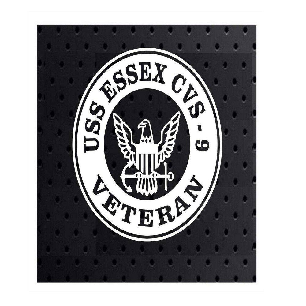 Edward & Co Sticker USS Essex CVS-9 Veteran Decal United States Army Military for Car Truck Window Laptop Bumper US Flag 4.0 x 4.0 in (White)