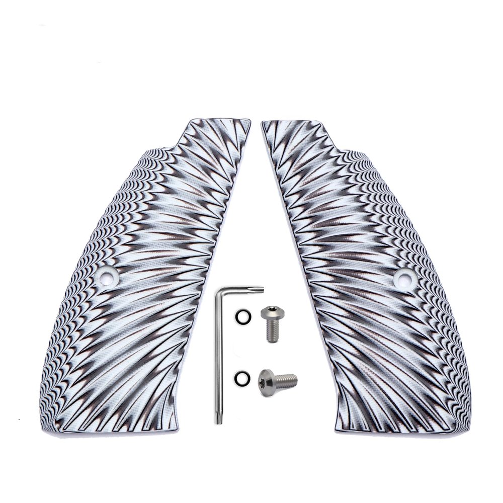 Guuun G10 Grips for CZ 75 Full Size CZ SP-01 Custom Handgun Grip Sunburst Texture - White