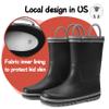 K KomForme Kids Rain Boots Waterproof Printed Rubber boots with Handles, Size 11 Little Kid, Black view 2