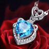 Sterling Silver Topaz CZ Flower Heart Love Pendant Necklace Chain 18" Christmas Gift charm original view 2
