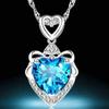 Sterling Silver Topaz CZ Flower Heart Love Pendant Necklace Chain 18" Christmas Gift charm original view 4