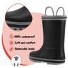 K KomForme Kids Rain Boots Waterproof Printed Rubber boots with Handles, Size 8 Toddler, Black view 3