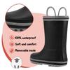 K KomForme Kids Rain Boots Waterproof Printed Rubber boots with Handles, Size 3 Big Kid, Black view 3