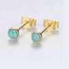 18K Gold color On Sterling Silver 925 4mm Round Fire Opal Stud Earrings Gift Box PE39 charm original view 1