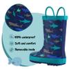 K KomForme Kids Rain Boots Waterproof Printed Rubber boots with Handles, Size 8 Toddler, Ocean World view 3