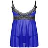 YiZYiF Men's Sissy Lingerie Nightwear Crossdresser Sleepwear Lace Babydoll Dress with G-String Royal_Blue X-Large view 1