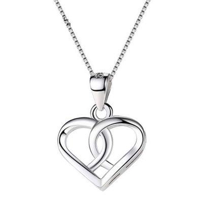 925 Sterling Silver Interlocked Cross Double Hearts Womens Necklace18" Pendant PE47 charm original
