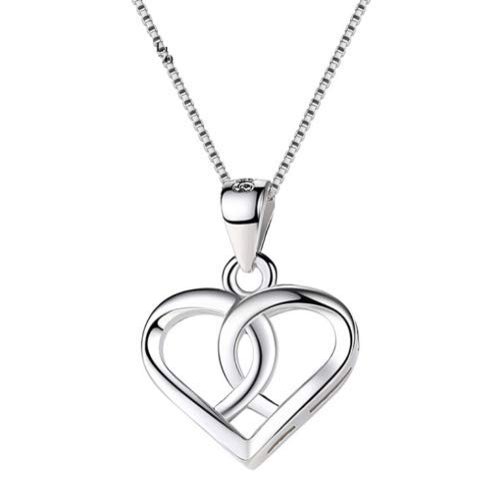 925 Sterling Silver Interlocked Cross Double Hearts Womens Necklace18" Pendant PE47 charm original