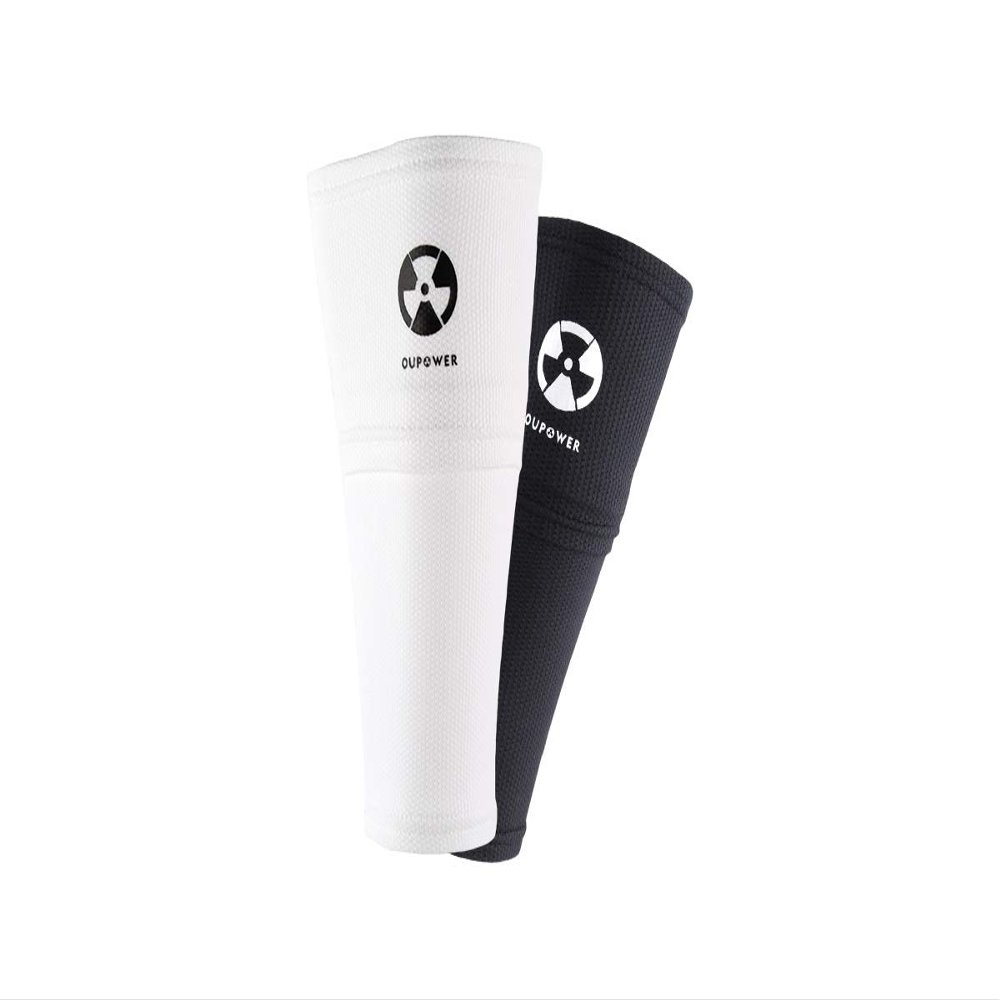 OUPOWER Soccer Shin Guard Lock Sleeves 1 Pair (White, L)