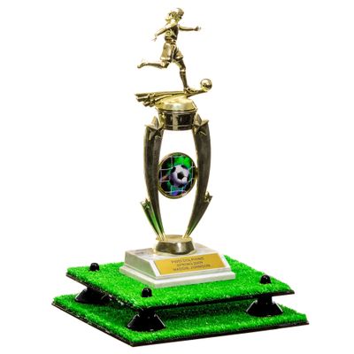 Better Display Cases Turf Large Trophy Pedestal Stand or Base with Black Risers - 8.75" X 7.75" (A006, V21)
