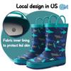 K KomForme Kids Rain Boots Waterproof Printed Rubber boots with Handles, Size 9 Toddler, Ocean World view 2