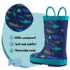 K KomForme Kids Rain Boots Waterproof Printed Rubber boots with Handles, Size 9 Toddler, Ocean World view 3