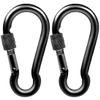 PROND Locking Carabiners, Heavy Duty Carabiner, 316 Stainless Steel Screw Lock Carabiner Hooks (Black - 2PCS) view 1