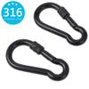 PROND Locking Carabiners, Heavy Duty Carabiner, 316 Stainless Steel Screw Lock Carabiner Hooks (Black - 2PCS) view 2