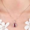18" Silver Red Solitaire Ruby Pendant Oval Rose Gold color Plate Necklace Gift Box A25 charm original view 3