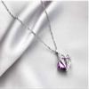 925 Sterling Silver Purple Amethyst CZ Double Heart Pendant Necklace 16" Chain charm original view 2