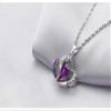 925 Sterling Silver Purple Amethyst CZ Double Heart Pendant Necklace 16" Chain charm original view 3