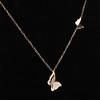 18K Rose Gold color Titanium Stainless Steel Butterfly Pendant Necklace 16" + 2" Gift Box PE12 charm original view 1