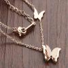 18K Rose Gold color Titanium Stainless Steel Butterfly Pendant Necklace 16" + 2" Gift Box PE12 charm original view 2