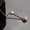 18K Rose Gold color Titanium Stainless Steel Butterfly Pendant Necklace 16" + 2" Gift Box PE12 charm original view 3