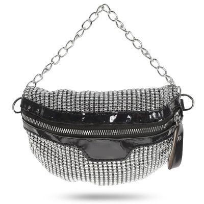 Amosfun Rhinestone Crossbody Chest Bag Adjustable Strap Fanny Pack Waist Purse Small Storage Bag for Phone Lipstick Fashionable Belt for Women