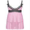 QinCiao Men's Lace Lingerie Sleepwear Babydoll Chemise Intimate Crossdressing Pajamas Set Pink Large view 1