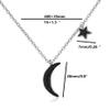 Moon Star Pave Black Cubic Zirconia Fine Silver Plated GP Pendant Necklace 16+2" S1 charm original view 2