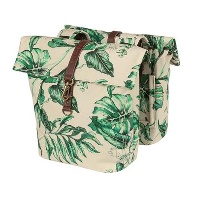 Basil Double Bicycle Bag Ever-Green Sandshell Beige 28-38 Litres