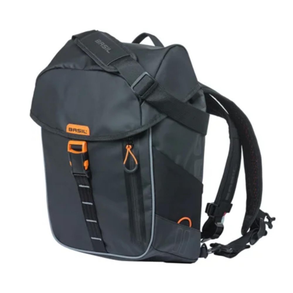 Basil Miles Tarpaulin Bicycle Daypack, 17L, Black Orange