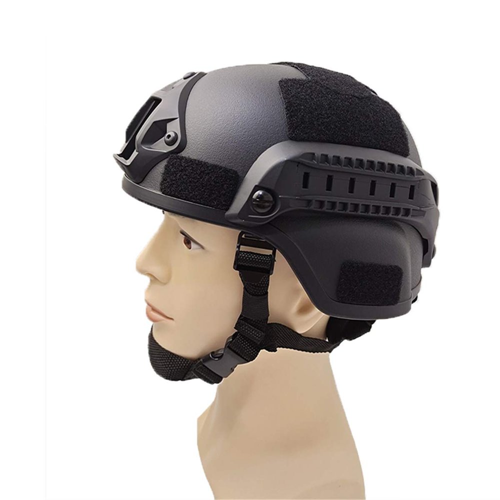 UNISTRENGH Adjustable Outdoor Protective Helmet for Airsoft Paintball MICH 2001 Action Version Tactical Helmet with NVG Mount and Side Rails (Black, Fit for Head Girth 20.87-23.62inch/(53-60cm))