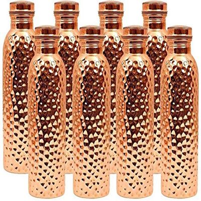 HarLen Hammered Copper Water Bottle with Lid (34 Oz) (Pack of 8)