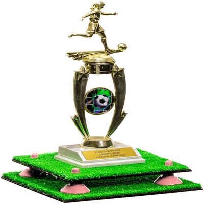 Better Display Cases Turf Large Trophy Pedestal Stand or Base with Pink Risers - 8.75" X 7.75" (A006, V21)
