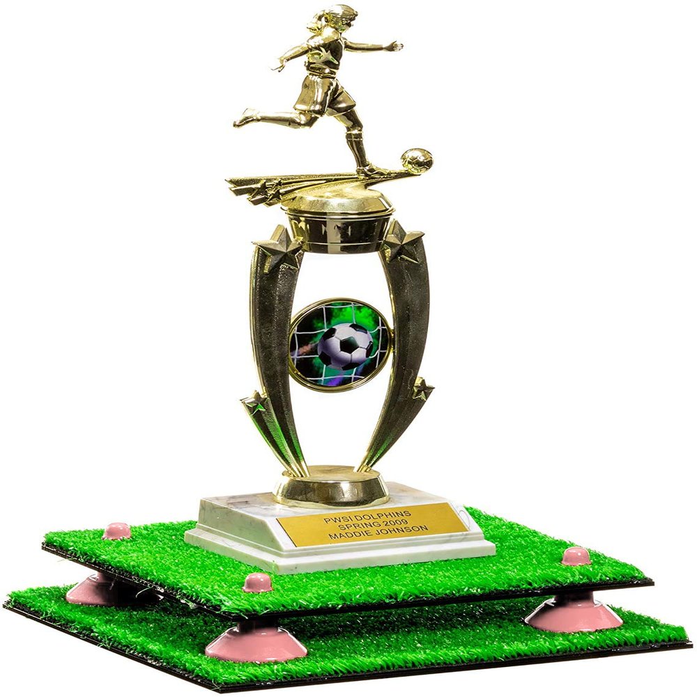 Better Display Cases Turf Large Trophy Pedestal Stand or Base with Pink Risers - 8.75" X 7.75" (A006, V21)