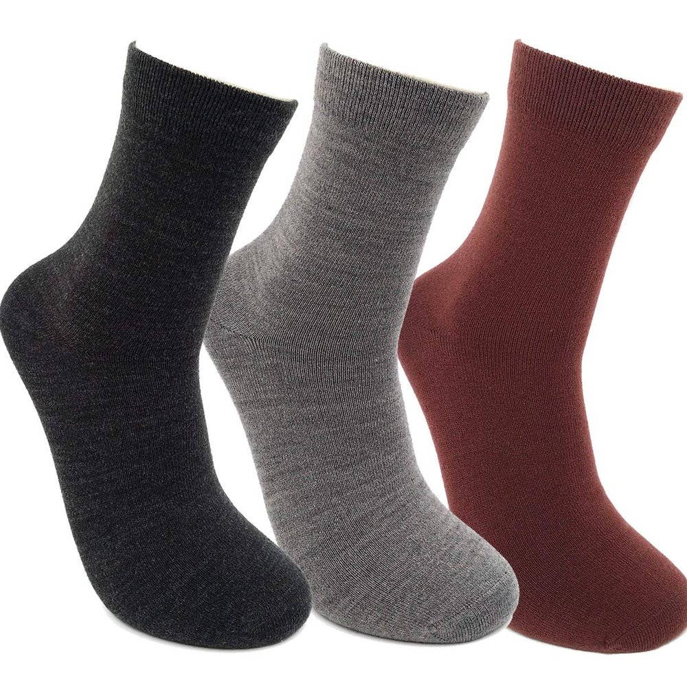 iMongol-Merino Wool Dralon Women Men Man Warm Casual Sweat absorption Dress Socks (3 Pairs, mix 1 x Pale Grey, 1 x Dark Grey, 1 x Dark Red, 5-10)