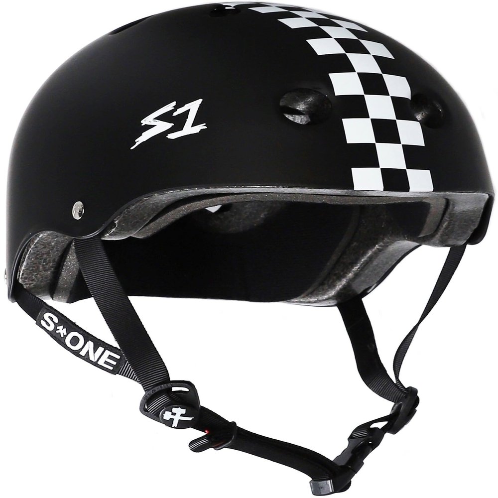 S1 Lifer Helmet for Skateboarding, BMX, and Roller Skating - EPS Fusion Foam, CPSC & ASTM Certified - Black Matte w/Checkers XX-Large (23")