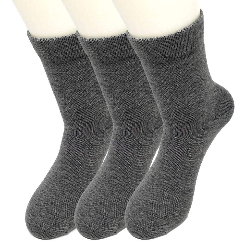 iMongol-Merino Wool Dralon Women Men Man Warm Casual Sweat absorption Dress Socks (3 Pairs, Pale Grey, 7-12)
