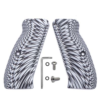 Guuun G10 CZ Grips for CZ 75 Full Size SP-01, Sunburst Texture - White/Black