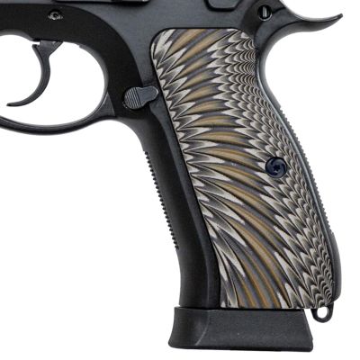 Guuun G10 CZ Grips for CZ 75 Custom Full Size SP-01 Pistol Grips Sunburst Texture - Coyote Color