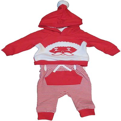 Cat & Jack Baby Boy or Girl 2 pc Santa Holiday Hooded Holiday Top & Bottom Set 0-3 Months Red