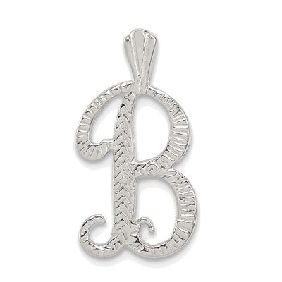 Bonyak Jewelry Sterling Silver Polished & Textured Letter B Initial Chain Slide Timeles