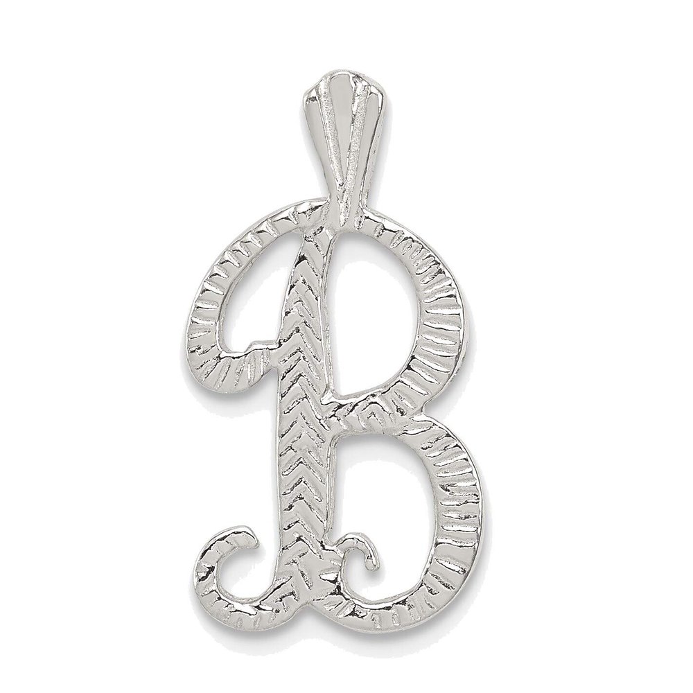 Bonyak Jewelry Sterling Silver Polished & Textured Letter B Initial Chain Slide Timeles