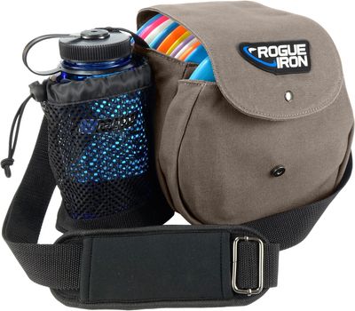 Rogue Iron Disc Golf Satchel Bag- Sling Tote Bag for Frisbee Golf - Holds Up to 14 Discs, Large 32oz Water Bottle, and Accessories V2 (14 Disc Gray)