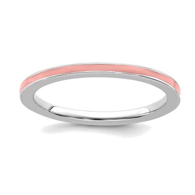 Bonyak Jewelry Sterling Silver Stackable Expressions Pink Enameled 1.5mm Ring, Size 6
