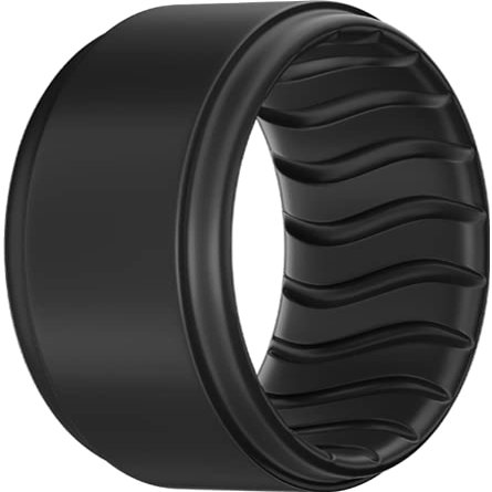 Dookeh Breathable Mens Silicone Wedding Rings, Rubber Ring Bands For Men, Black Blue Camo Engagement Band, Best for Workout, 1-4-7 Pack (A-Black, 7)