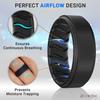 Dookeh Breathable Mens Silicone Wedding Rings, Rubber Ring Bands For Men, Black Blue Camo Engagement Band, Best for Workout, 1-4-7 Pack (A-Black, 7) view 2