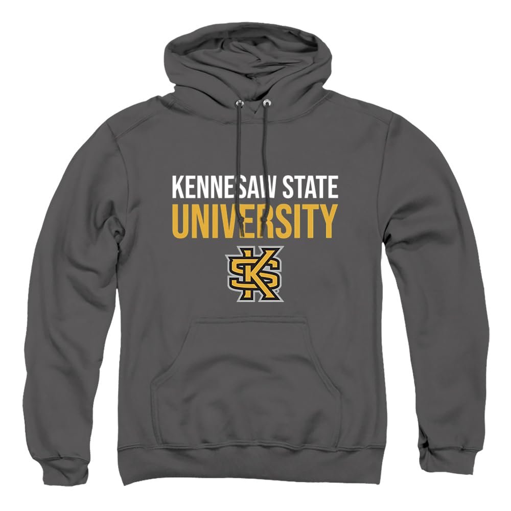 Kennesaw State University Official Stacked Unisex Adult Pull-Over Hoodie, Charcoal, 3X-Large